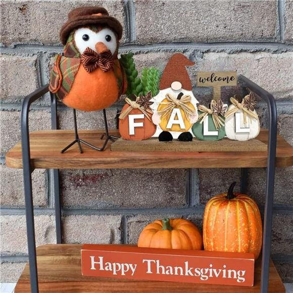 Fall Decorations for Home Thanksgiving Decor Wooden Gnome Sign Farmhouse - Picture 3 of 8